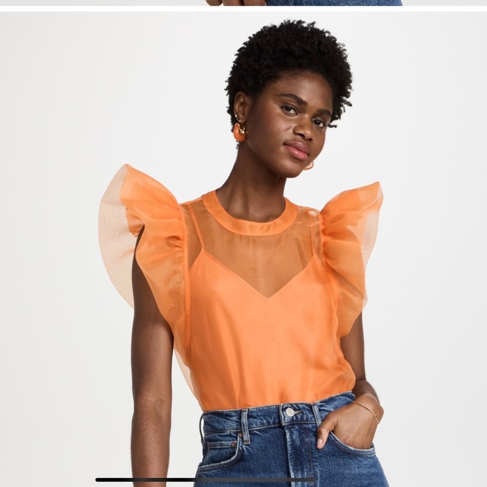 Jonathan Simkhai Corina Organza Ruffle top. M